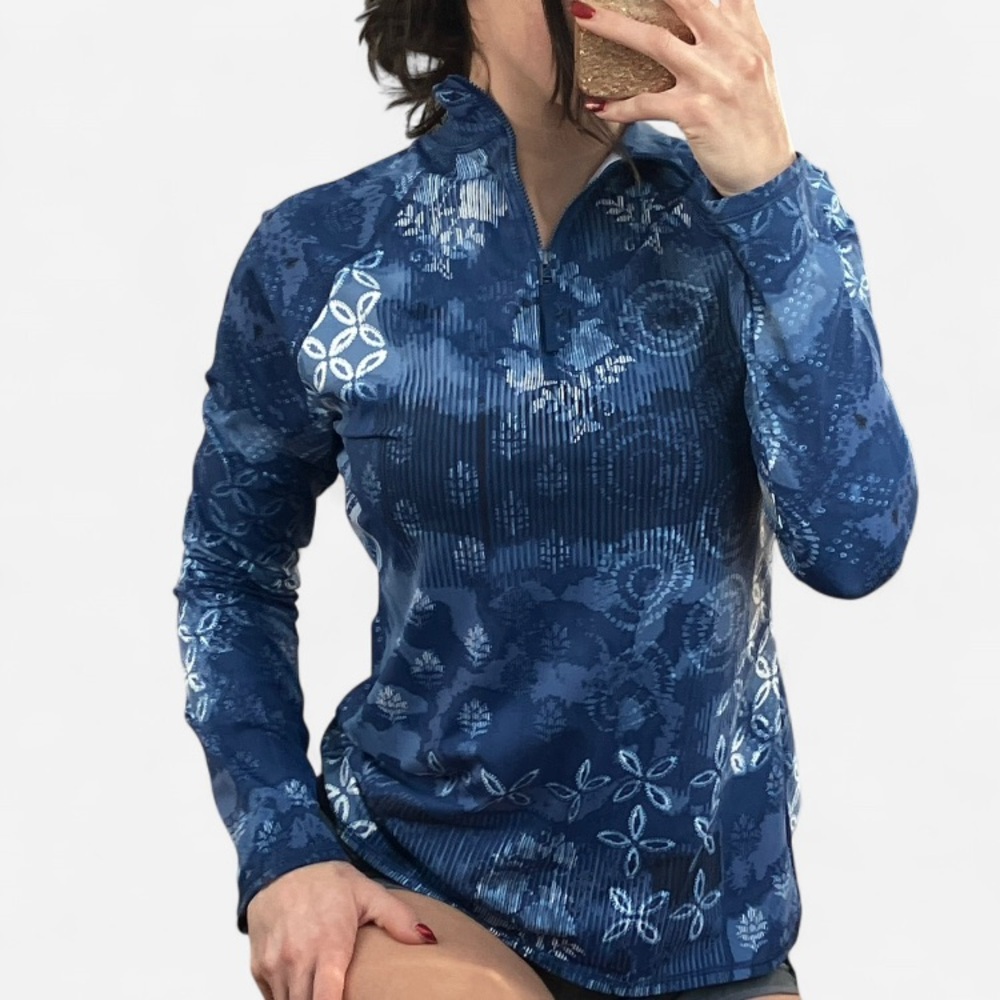 Garnet Hill Long Sleeve Rashgaurd Shibori Patchwork Top Swim